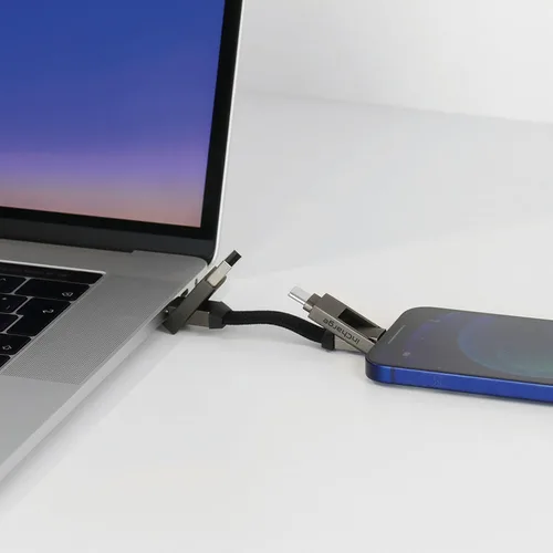 Vista 6 de Rolling Square inCharge 6 - Keychain USB C Cargador de Cable, Cable Lightning y Micro-USB para Smartphone, Cargador Universal de Cable 6 en 1