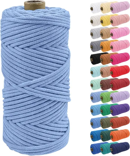 Vista 10 de JeogYong Cuerda de macramé de 0.157 in x 109 yardas, cuerda trenzada de algodón natural, cuerda de macramé para bolsas de ganchillo, colgar