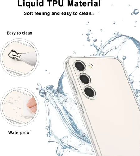 Vista 5 de Vanjua Funda transparente para Samsung Galaxy S22 5G, paquete de 2 fundas protectoras de silicona suave delgada de cuerpo completo compatible