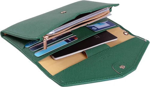 Vista 5 de Zoppen - Billetera y porta pasaporte y documentos de viaje Ver5 para mujer con bloqueo Rfid y correa para la muñeca