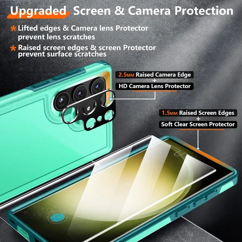 Vista 3 de Red2Fire - Funda para Samsung Galaxy S23 Ultra, [grado militar a prueba de golpes] con 2 piezas [protector de pantalla suave + protector de lente]