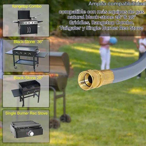 Vista 2 de 5249 Kit de conversión de propano a gas natural, compatible con parrillas Black-Stone de 28" y 36", combo de estufa, Tailgater y estufa recreativa