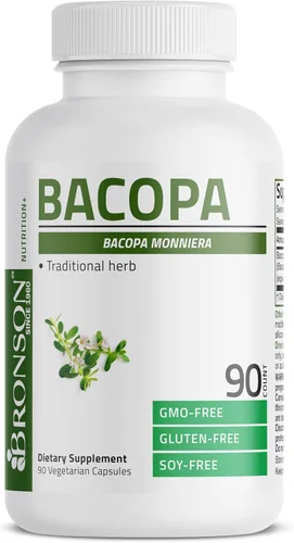 Vista 5 de Bronson Bacopa apoya la función cerebral saludable y el rendimiento mental, hierba tradicional, sin OGM, 90 cápsulas vegetarianas