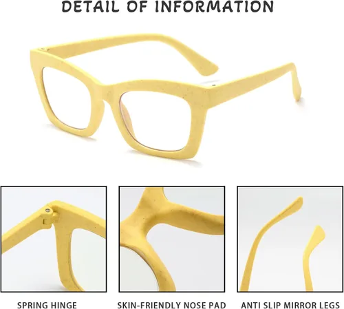 Vista 6 de Oprah Style - Lentes de lectura cuadrados con bloqueo de luz azul para mujeres y lectores de computadora Z05 Beige