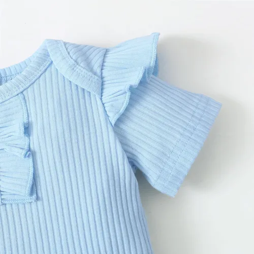 Vista 3 de Mioglrie Conjunto de ropa para bebé recién nacida, conjunto de pantalones cortos, lindos trajes de verano para bebés, ropa de bebé de algodón
