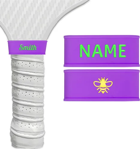 Vista 12 de 2 bandas de nombre personalizadas de paleta de pickleball, accesorios personalizados de paleta de pickleball para cinta de agarre seguro, bandas