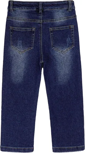 Vista 3 de KIDSCOOL SPACE Pantalones de mezclilla rasgados con banda elástica para niños pequeños Azul-2271