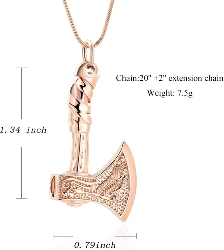 Vista 2 de Thor Axe - Joyería de cremación para cenizas para mujeres y hombres, joyería vikinga, colgante conmemorativo, collar de urna para ser querido