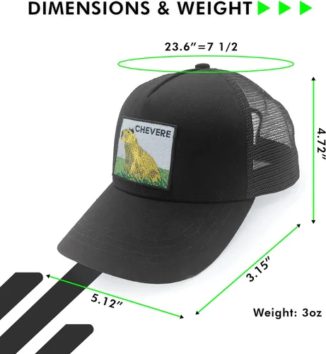 Vista 5 de Gorra de camionero, sombrero de malla ajustable Snapback, gorra negra Capybara, gorra de béisbol de malla, sombrero bordado Capybara. Unisex