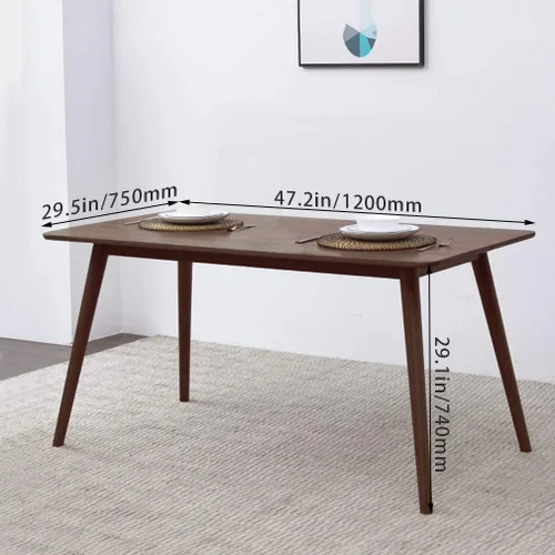 Vista 3 de Mesa de comedor, mesa de cocina, mesa de comedor, mesa de cocina pequeña para espacios pequeños, mesa moderna para el hogar, mesa rectangular Marrón