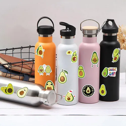 Vista 6 de 100 calcomanías de aguacate, calcomanías de aguacates de dibujos animados no repetitivos, calcomanías de aguacates de frutas de vinilo impermeable