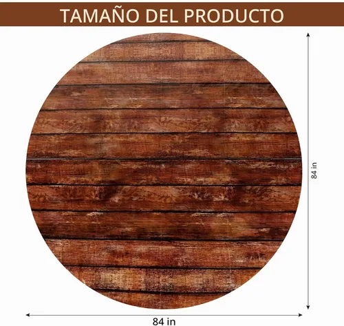 Vista 2 de Oudain 12 manteles redondos de grano de madera de 84 pulgadas, mantel de plástico rústico, impermeable, marrón occidental, desechable, vintage