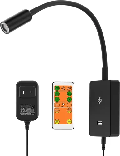 Vista 8 de Luz LED de lectura de cabecera montada en la pared con control remoto inalámbrico, lámpara LED flexible blanca de pared para dormitorio, iluminación