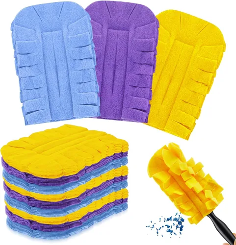 Vista 11 de Zubebe 3 piezas de repuesto de plumero de forro polar reutilizables, plumeros planos de plumas, almohadillas de limpieza lavables para múltiples