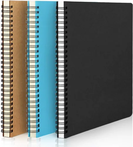 Vista 19 de EUSOAR Cuaderno con rayas en espiral, tamaño A5, paquete de 3 unidades, 5.5 x 8.3 pulgadas, 120 páginas, cuadernos de escritura de viaje, cuaderno