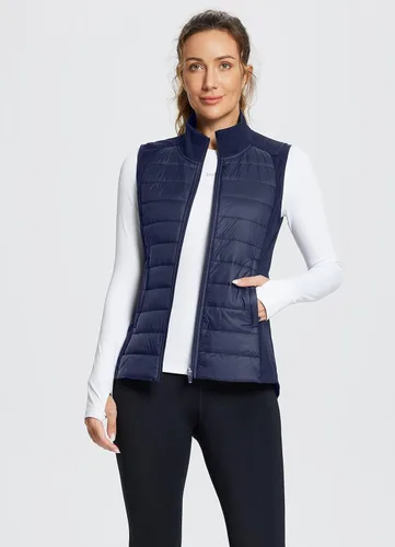 Vista 3 de baleaf Chaleco acolchado ligero y cálido para mujer, para correr, invierno, híbrido, sin mangas, acolchado resistente al agua