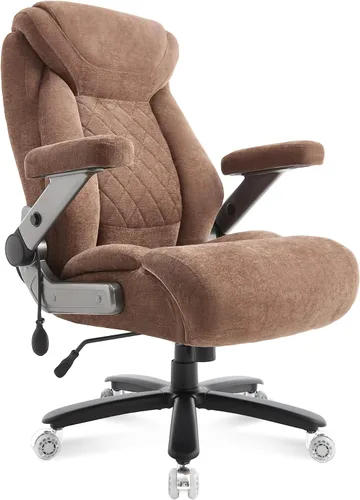 Vista 13 de Silla de oficina grande y alta de 700 libras, silla de oficina ergonómica de tela ejecutiva resistente con brazos abatibles 5D y soporte lumbar