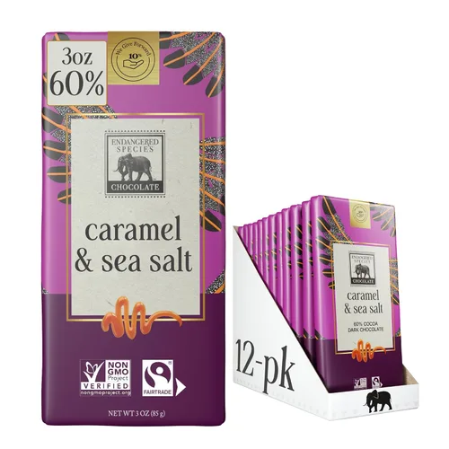 Vista 9 de Barra de Chocolate Especie en Peligro 3oz (Paquete de 12) (Chocolate con Leche Natural al 48% de Cacao con Caramelo)