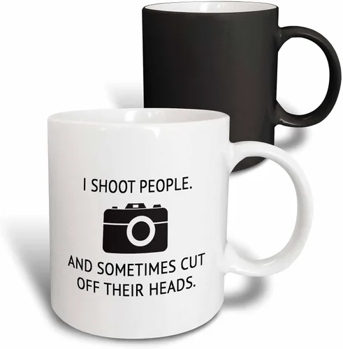 Vista 10 de 3dRose I SHOOT PEOPLE. AND SOMETIMES CUT OFF THEIR HEADS. 11oz Two-Tone Blue Mug