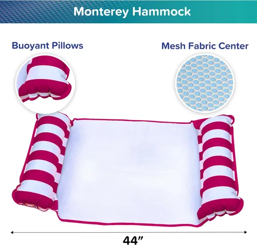 Vista 6 de Aqua Monterey - Hamaca flotante 4 en 1 para piscina y hamacas de agua, 2-3-4 paquetes múltiples, varios colores/estilos, para adultos y niños Borgoña