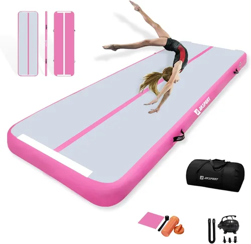 Vista 27 de AKSPORT - Tapete de aire para gimnasia o acrobacias, inflable, con bomba de aire para uso en el Negro