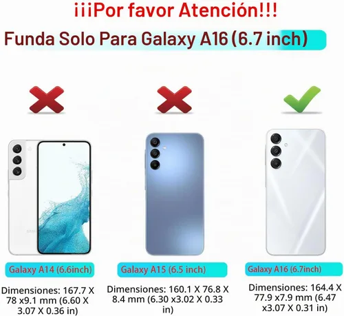 Vista 2 de Qinmay Funda para Samsung Galaxy A16 5G con protector de pantalla HD, resistente a los golpes y a las caídas, funda de 3 capas para Galaxy A16, clip