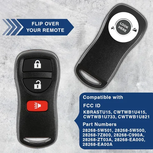 Vista 5 de KeylessOption Llavero para Nissan Titan Rogue Infiniti Remote 2002 2003 2004 2005 2006 2007 2008 2009 2010 2011 2012 2013 2014 2015 2016 2017, 3