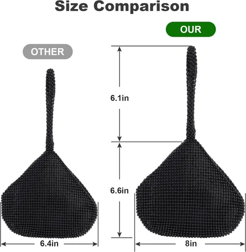 Vista 3 de ELEOPTION - Bolso de mano para mujer, diseño triangular, ideal para fiestas o graduaciones, negro