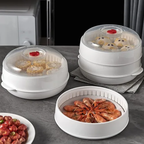 Vista 2 de Vaporizador de verduras para microondas, vaporizador de microondas para verduras, tazón de calefacción para microondas, micro utensilios de cocina