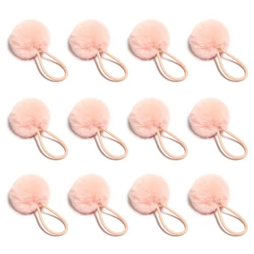Vista 9 de SUSULU Bandas elásticas de pelo sintético de conejo con pompón para mujer, banda de goma con soporte de cola de caballo de 2.0 in, accesorios 6