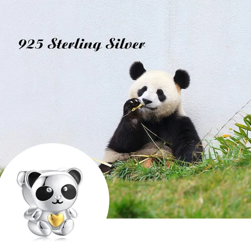 Vista 6 de Abalorio de plata de ley 925 con diseño de panda para pulsera Pandora regalo para mujer e hija