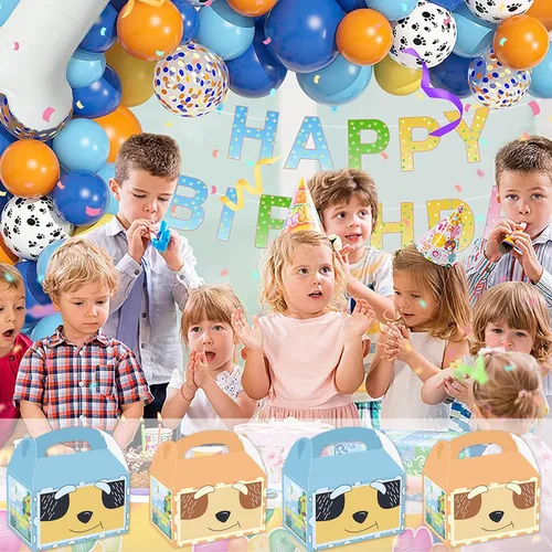 Vista 6 de Bolsas de dulces de fiesta de perro azul de dibujos animados, 16 unidades, cajas de regalo de regalos familiares para niños y niñas, suministros