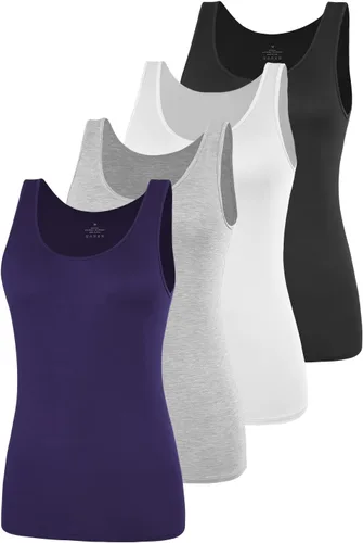 Vista 9 de AMVELOP - Camiseta básica sin mangas para mujer, ropa interior, camiseta sin mangas en paquete de 2-4