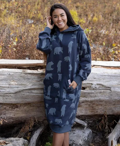 Vista 112 de Lazy One Sudadera con capucha de gran tamaño, ropa de dormir cómoda, vestido de suéter para mujer