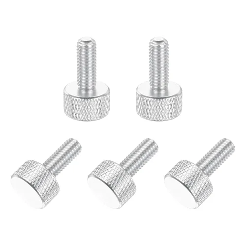 Vista 121 de MECCANIXITY 5 piezas M6x14mm Tornillos de pulgar estriado de cabeza plana, pernos de rosca completa de aleación de aluminio sólido para carcasas