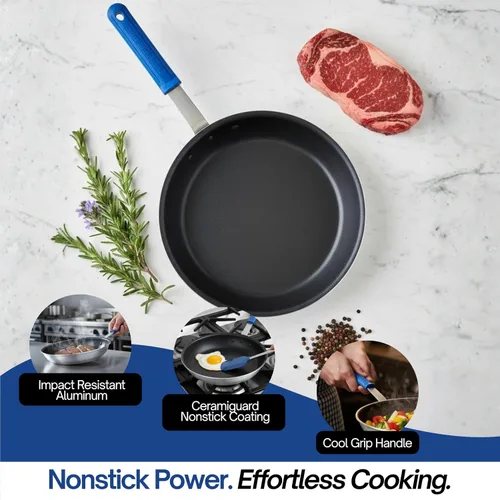 Vista 5 de Vollrath Wear-Ever CeramiGuard II sartén para freír con mango, Plateado