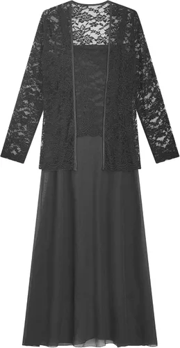 Vista 5 de YOOJIA Vestido de encaje floral para mujer para madre de la novia, vestido formal con chaqueta, conjunto de dos piezas para fiesta de cóctel