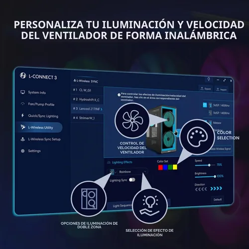 Vista 7 de Lian Li LANCOOL 217 INF Infinity Mirror Carcasa de Computadora, Torre Media ATX con 3 Ventiladores Preinstalados, 2x170mm Ventiladores ARGB