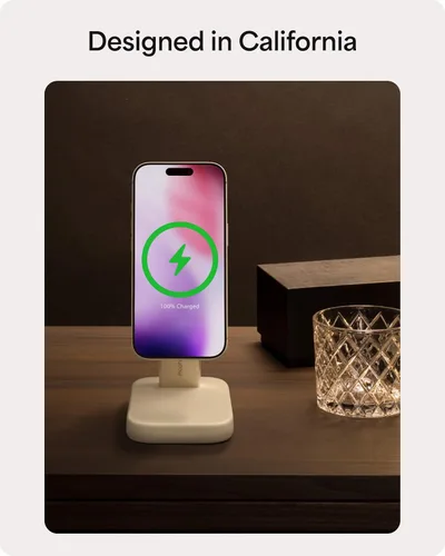 Vista 11 de Mophie Soporte de carga inalámbrico 2 en 1, certificado Qi2, cargador MagSafe para iPhone y Apple Watch, estación de carga rápida con soporte