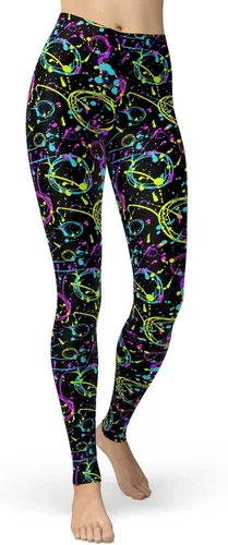 Vista 49 de sissycos - Leggings para mujer de los años 80 con estampado neón salpicado artístico, suaves como la seda y elásticas Splash abstracto