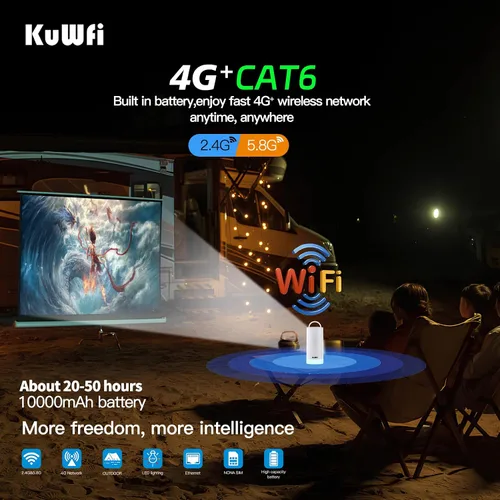Vista 7 de KuWFi Punto de acceso portátil de 4G LTE Cat6 WiFi, luz que acampa, batería