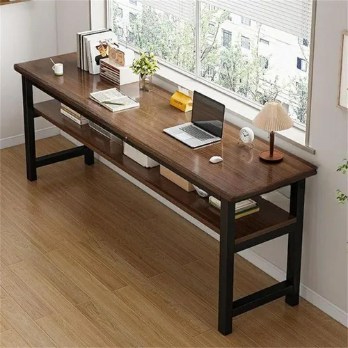 Vista 28 de Escritorio de oficina cuadrado de 15.7 pulgadas de frente a atrás, mesa larga rectangular para sala de estar, escritorio extra largo, estante