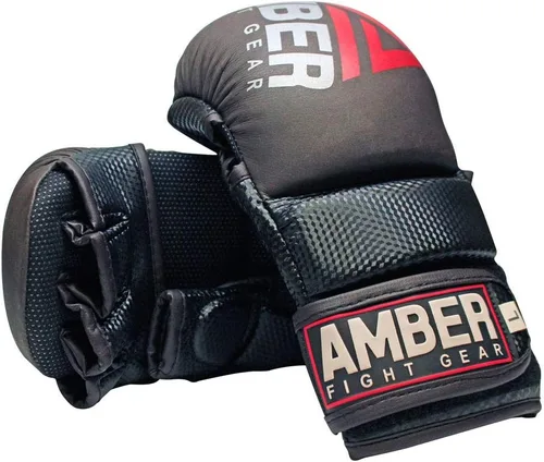 Vista 3 de Contender Sparring MMA Gloves, Real Leather Hybrid Grappling Gloves for Martial Arts, Boxing, Combat Training, Open Palm, Padded Half Thumb