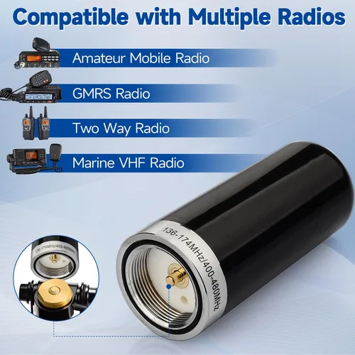 Vista 5 de Bingfu Antena de radio móvil de radio móvil de doble banda VHF UHF 136-174MHz 400-470MHz Radio aficionado de bajo perfil Antena de montaje NMO