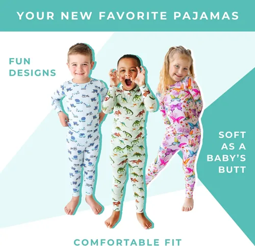 Vista 4 de Posh Peanut Conjunto de pijama unisex Ropa para niños pequeños Pijama de dos piezas para niñas Viscosa suave de bambú