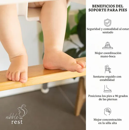 Vista 4 de Nibble and Rest Woodsi Footsi - Reposapiés para silla alta IKEA Antilop, reposapiés de madera de bambú, altura ajustable, accesorios para silla