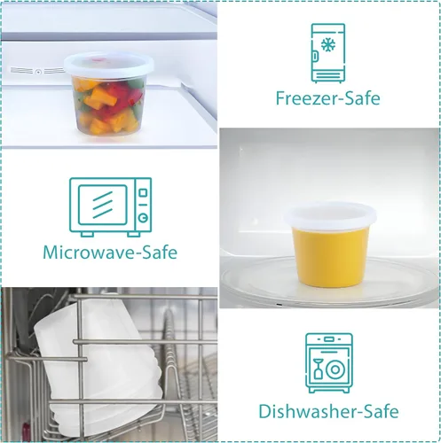 Vista 5 de OAKRIDGE PRODUCTS Contenedores de almacenamiento de alimentos Deli de lujo de 4 onzas diseñados para refrigerador y congelador (paquete de 50)