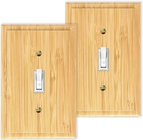 Vista 23 de Placa de interruptor de luz de palanca simple de madera maciza de 4.8 x 3.14 pulgadas, cubierta de interruptor de luz de calidad de madera cruda