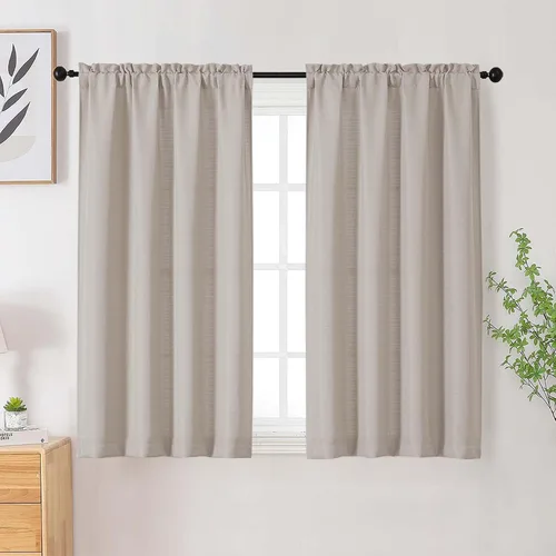Vista 148 de Cortinas de lino para dormitorio y sala de estar de 96 pulgadas de largo, juego de 2 paneles, con bolsillo para cortinero, filtrado de luz, textura