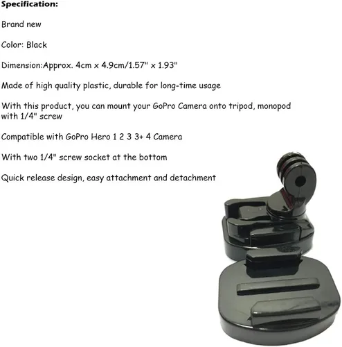 Vista 2 de Acxico 1 unids liberación rápida trípode montaje adaptador cámara conector fijo 1/4 "tornillo para Hero 5 4 3+3 cámara